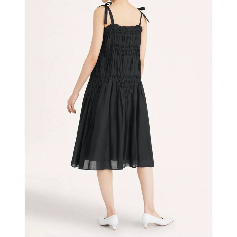 NWOT Merlette Black Cotton Sleeveless Smocked Midi Dress Pockets​​​​​​​ - Picture 8 of 8